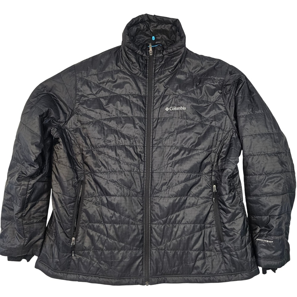 Columbia Omni-Heat Puffer Jacket Womens 2X Black Quilted Full Zip Insulated Coat